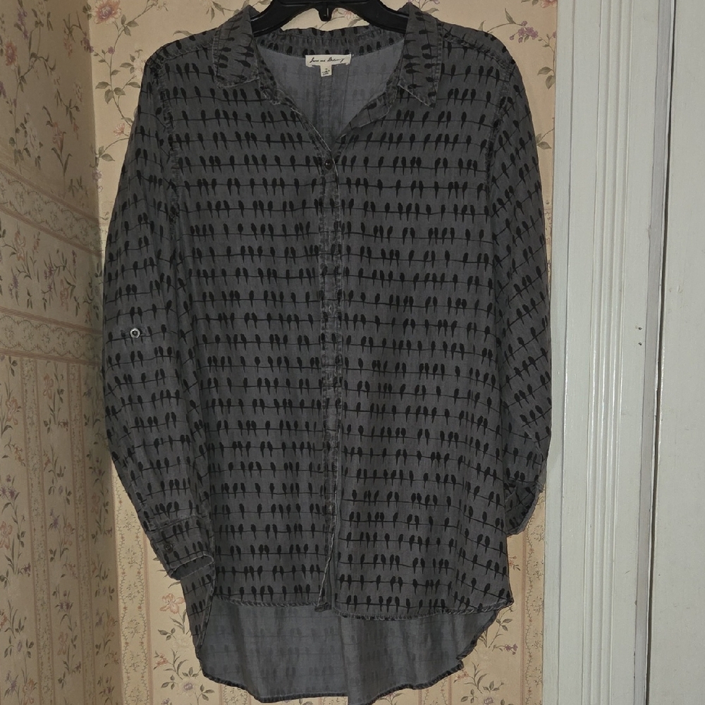Jane and Delancey Charcoal Patterned Women's Shirt